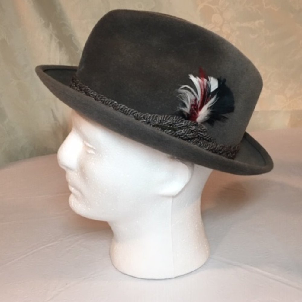 RARE Vintage STETSON Sovereign Gray Felt Fur Fedora Hat - Picture 2 of 16